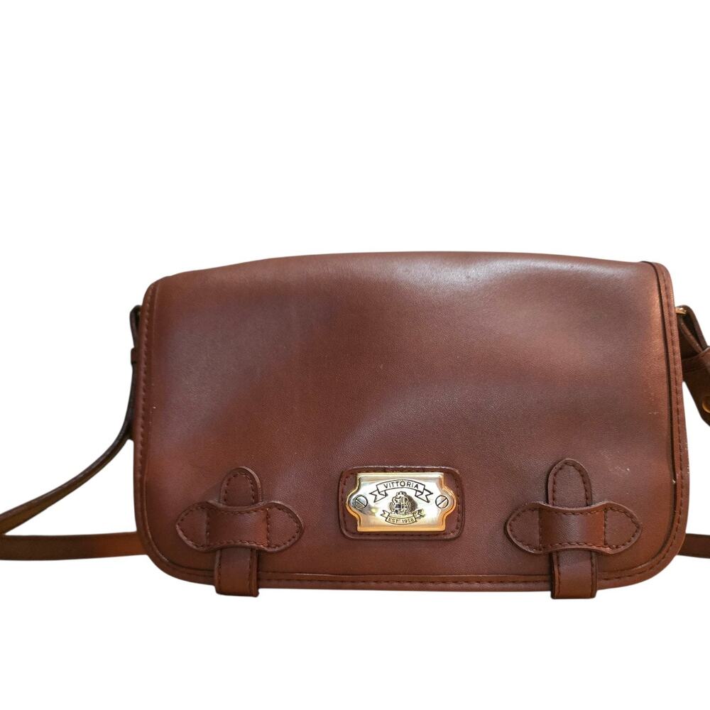 Vintage Y2k Vittoria Brown Leather Messenger Crossbody Purse
